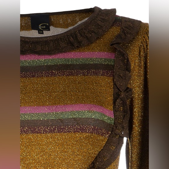 EUC Women’s JUST CAVALLI Long Sleeve Striped Metallic Bodycon Dress - Picture 4 of 12